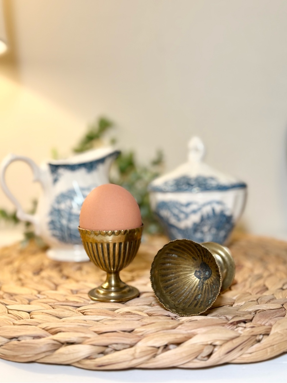 Vintage Brass Egg Cups with Fluted Design - Set of 2